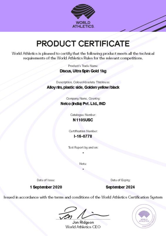 2020 0918 DT 1kg UltraSpin_I-16-0778 N1105USC Certificate Nelco_1